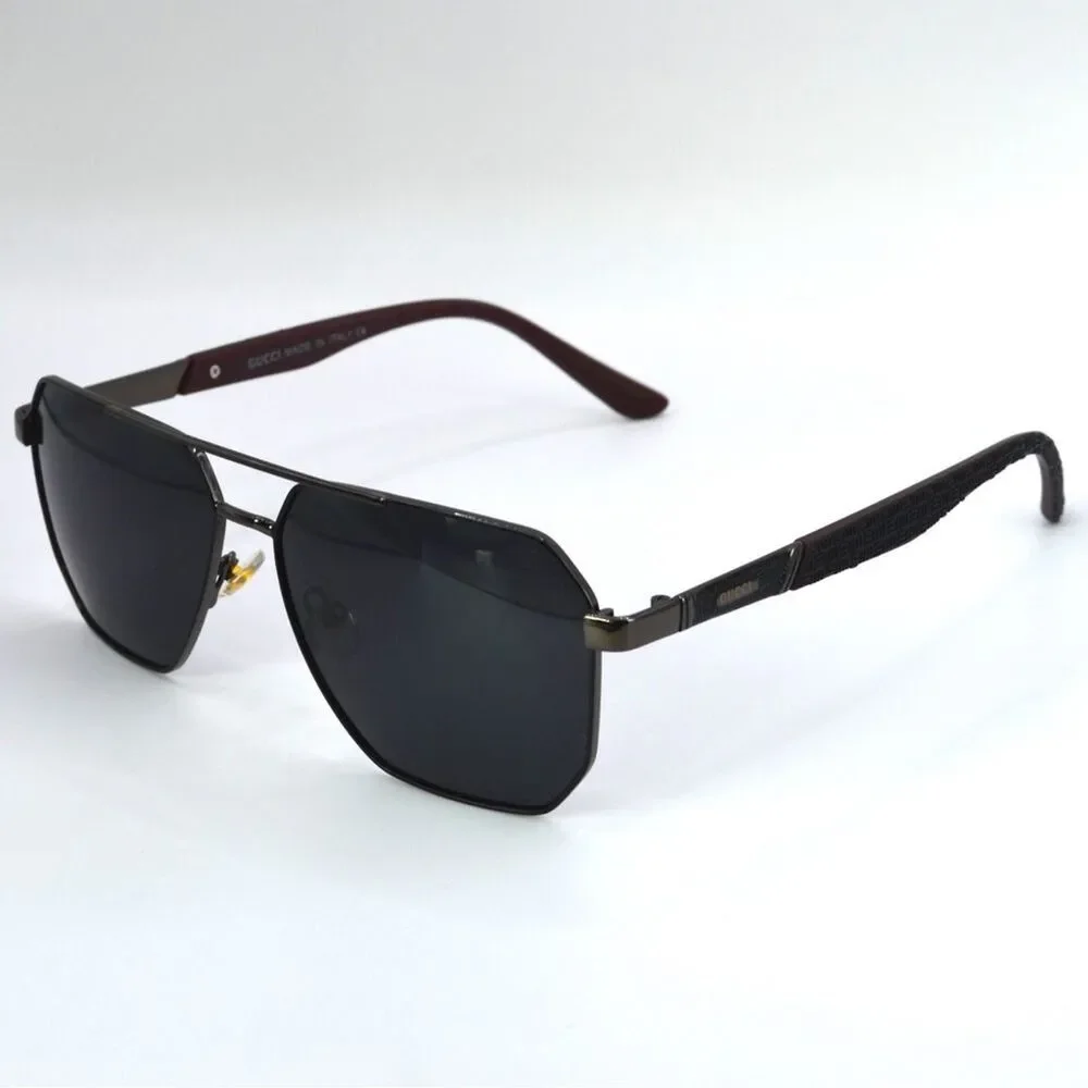 Gucci Men Aviator Sunglasses | Gunmetal/Black | Gray Lens | New | No Tags